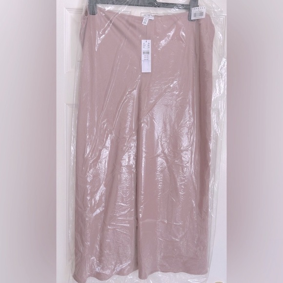 Topshop NWT Matte Satin Midi Skirt Large Pink 14 US - Picture 2 of 4